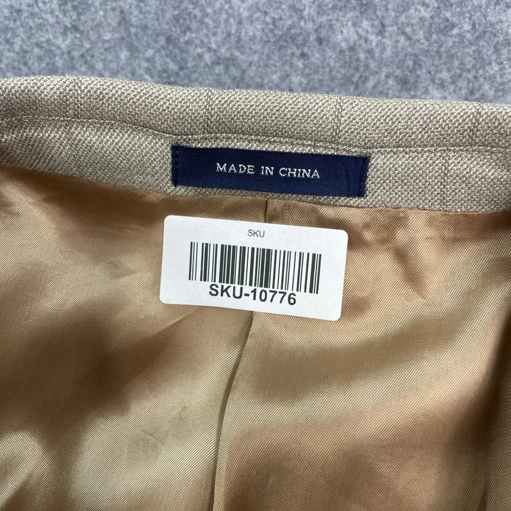 Ralph Lauren Mens Blazer Tan Plaid Long Sleeve Pinstripe Suit Pinstriped